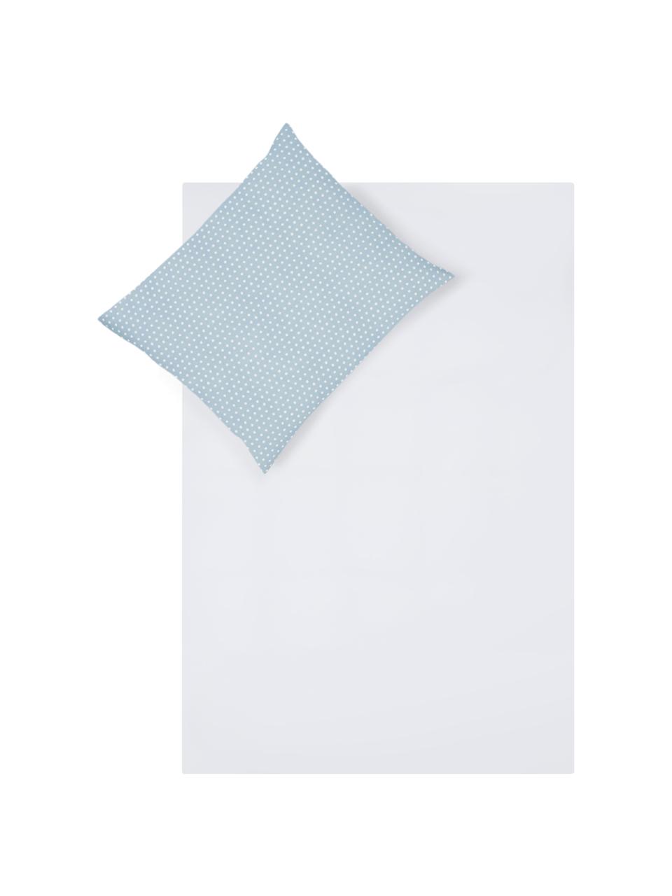 Dubbelzijdig dekbedovertrek Perun, Katoen, Bovenzijde: lichtblauw. Onderzijde: wit, 140 x 200 cm