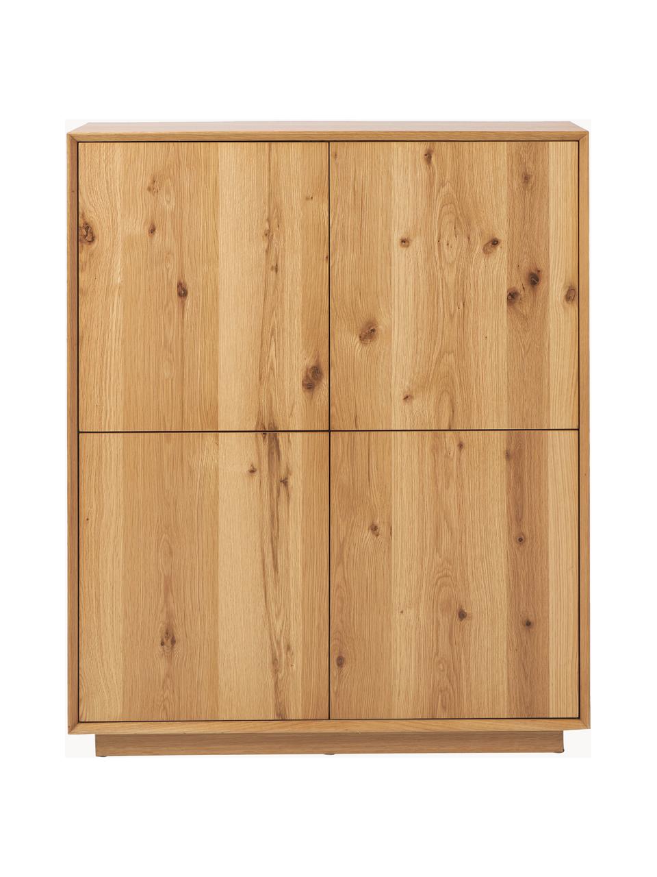 Credenza alta in finitura di legno di frassino Noel, Pannello di fibra a media densità (MDF) con finitura in legno di frassino, Legno, Larg. 100 x Alt. 120 cm