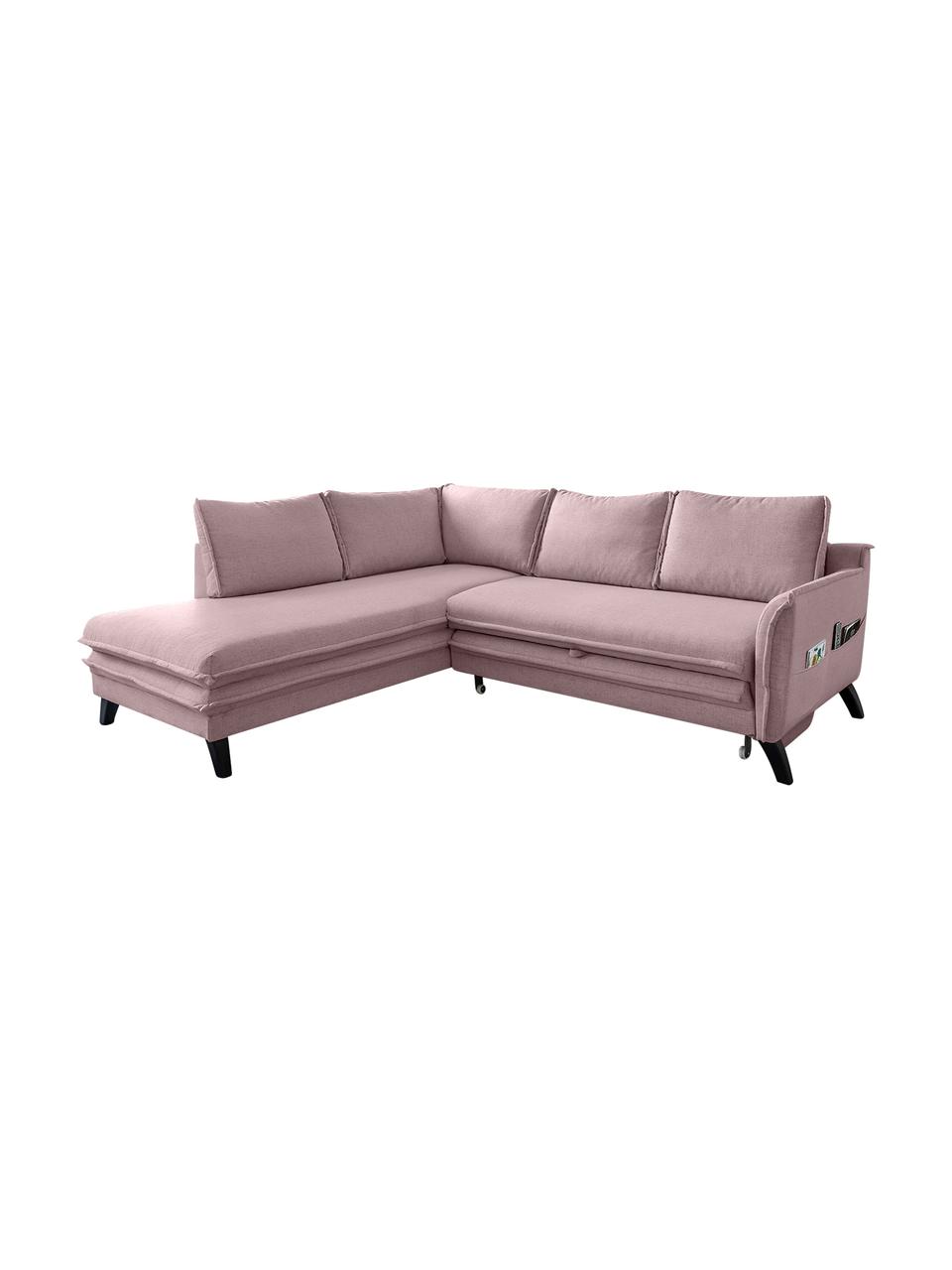 Sofa narożna z funkcją spania Charming Charlie, Tapicerka: 100% poliester, w dotyku , Stelaż: drewno naturalne, płyta w, Brudny różowy, S 230 x G 200 cm