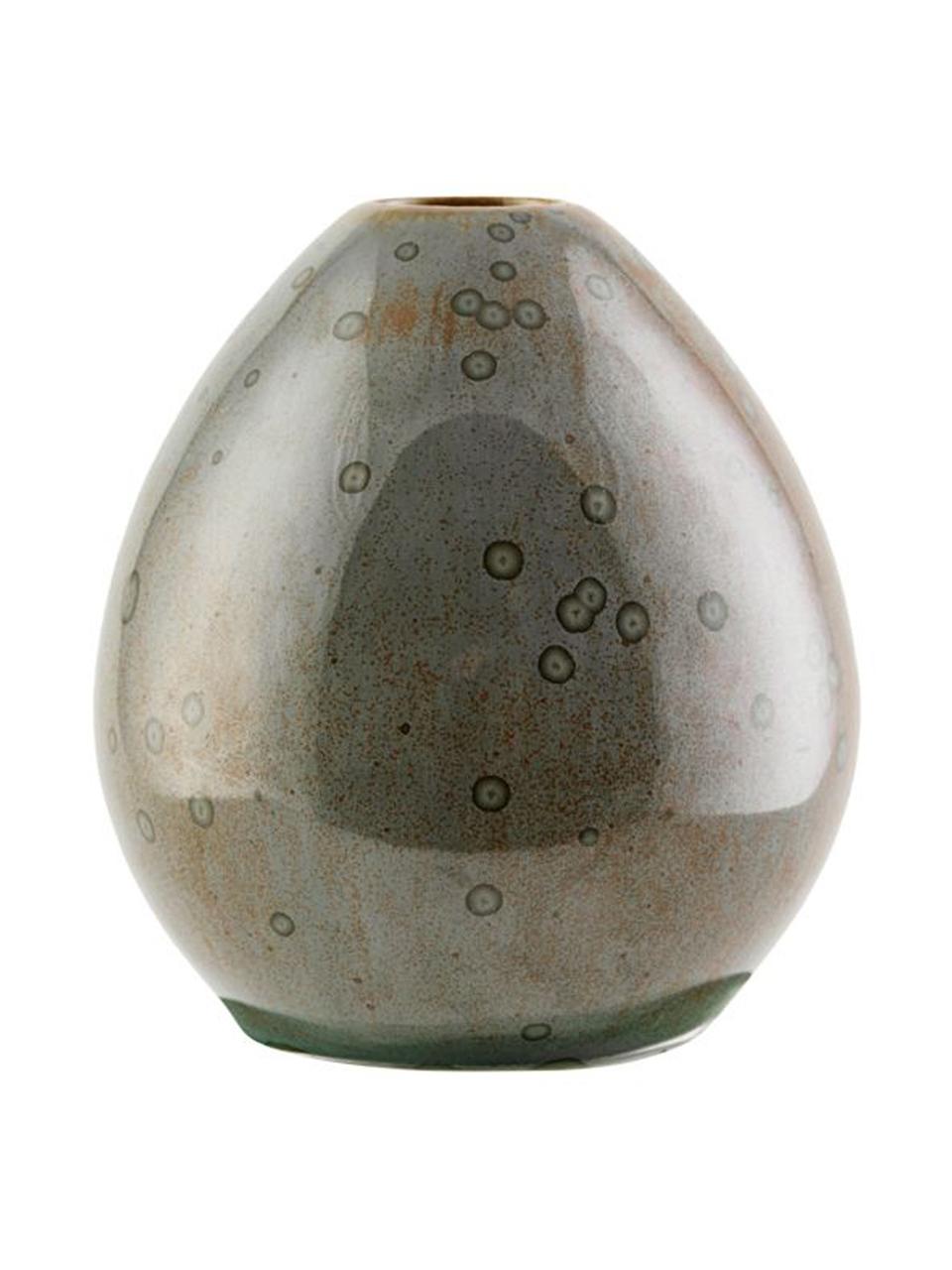 Vaso di design fatto a mano Baby, Gres, Marrone lucido, Ø 9 x Alt. 10 cm