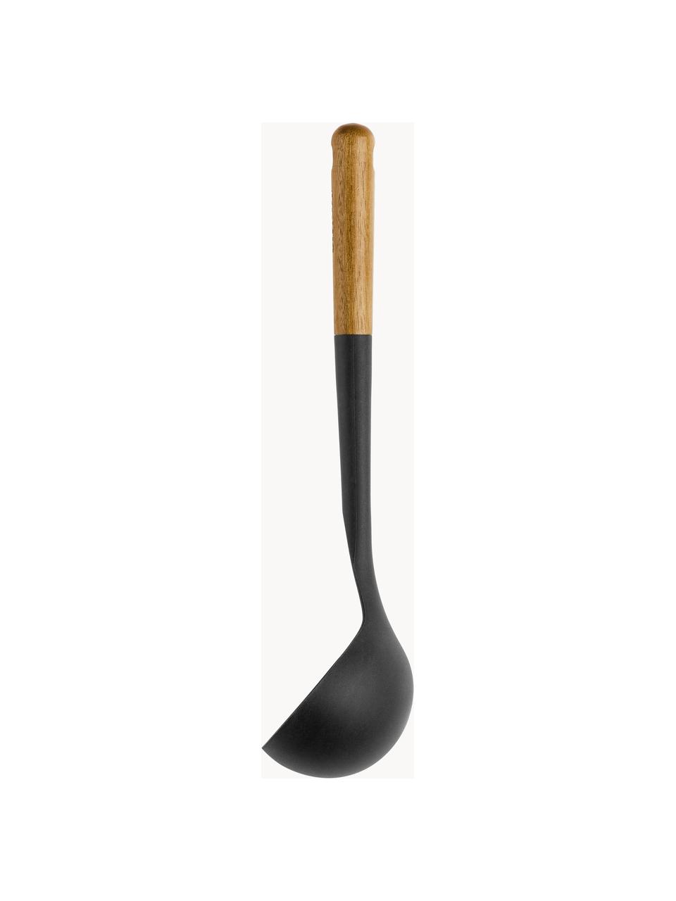 Cucharón con madera de acacia Cook, Silicona, madera de acacia, Negro, madera clara, L 31 cm