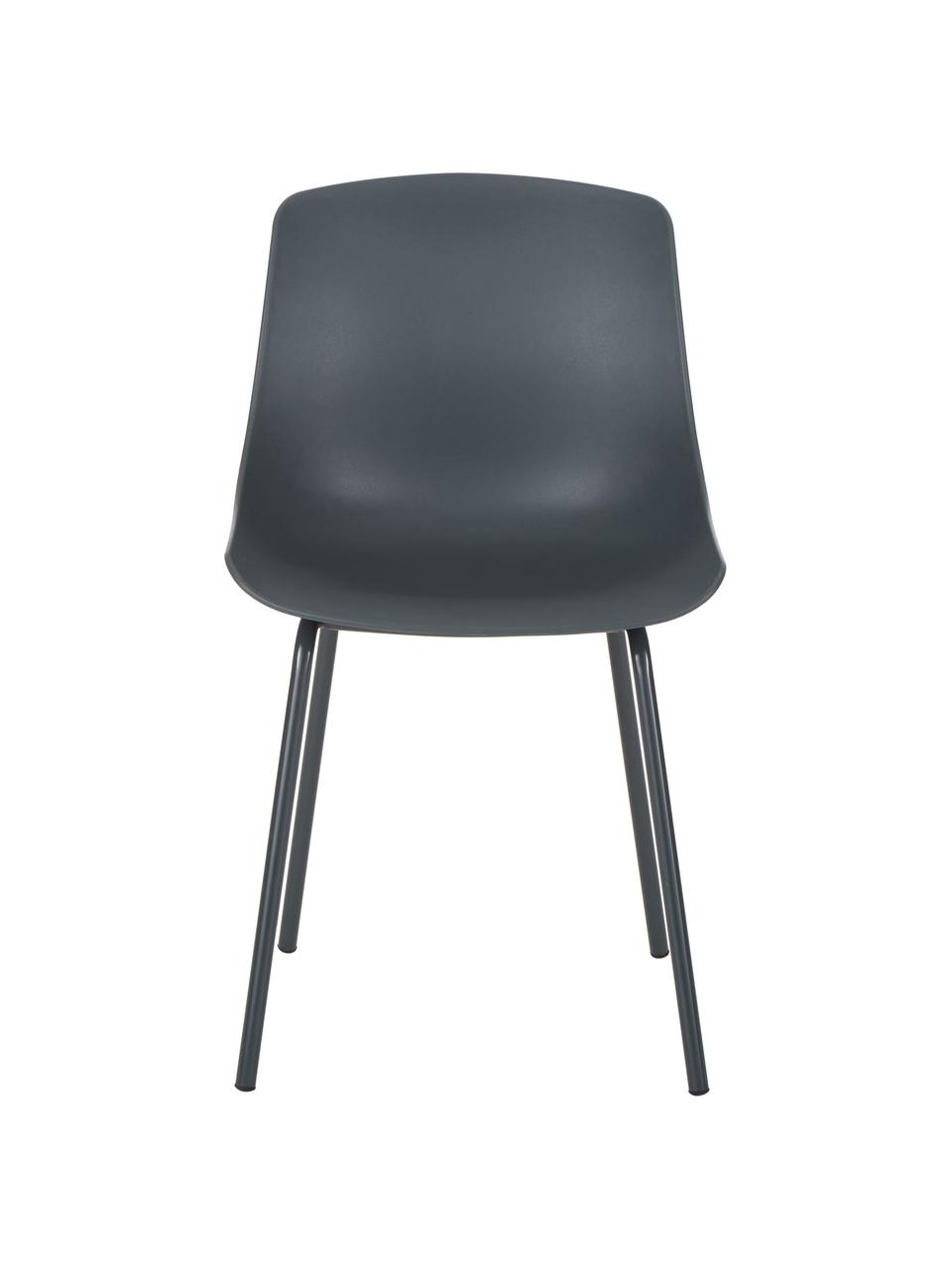 Plastová stolička s kovovými nohami Dave, 2 ks, Tmavosivá, Š 46, H 53 cm