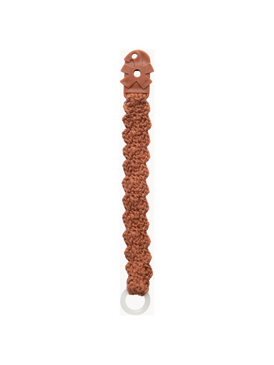 Háčkovaný řetízek na dudlík Crochet, ručně vyrobený, Hnědá, Š 3 cm, D 20 cm