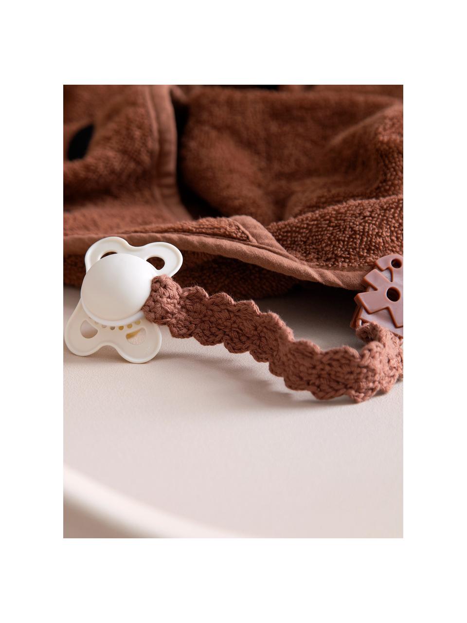 Háčkovaný řetízek na dudlík Crochet, ručně vyrobený, Hnědá, Š 3 cm, D 20 cm