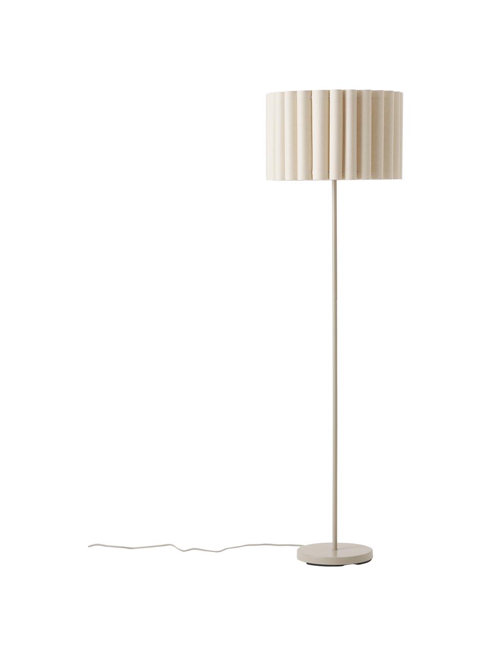 Lámpara de pie de lino Lucina, Pantalla: lino, Estructura: metal, Cable: cubierto en tela, Beige, Ø 45 x Al 152 cm