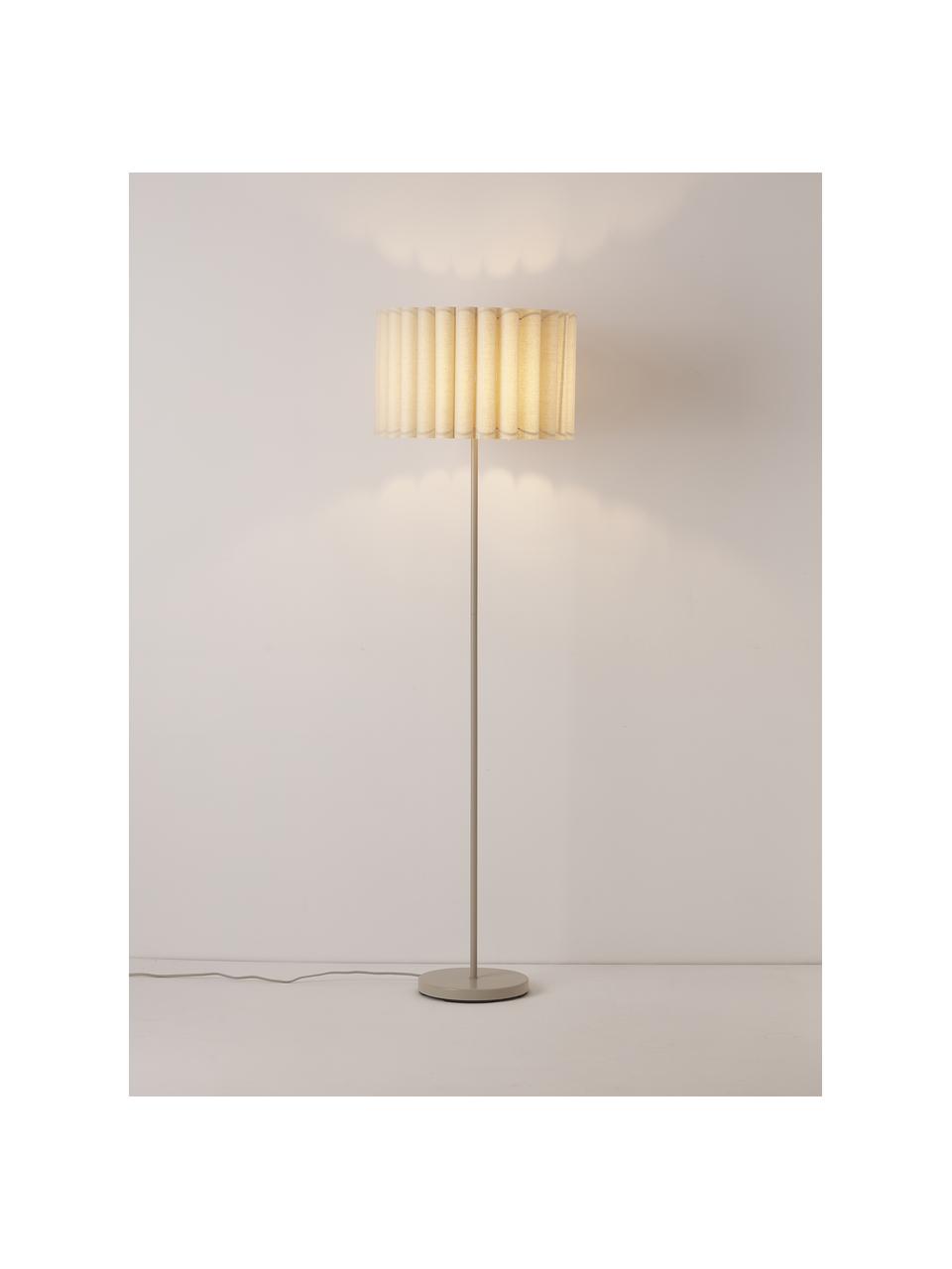 Lámpara de pie de lino Lucina, Pantalla: lino, Estructura: metal, Cable: cubierto en tela, Beige, Ø 45 x Al 152 cm