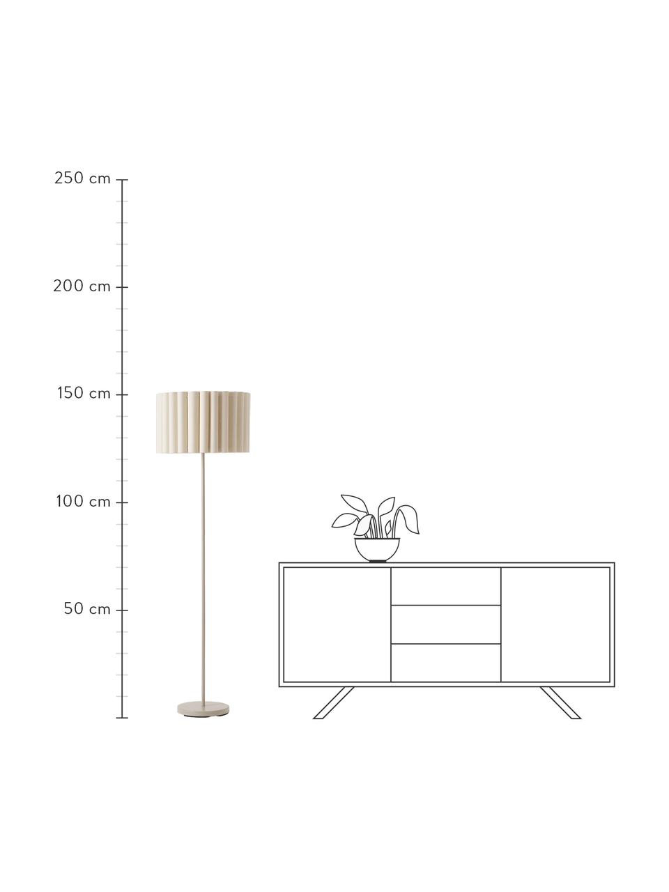 Stojací lampa ze lnu Aguilar, Béžová, Ø 45 cm, V 152 cm