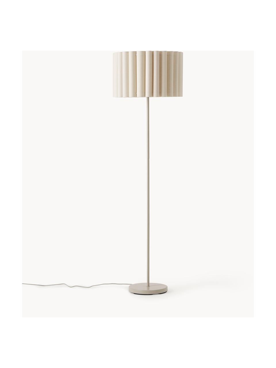 Lámpara de pie de lino Lucina, Pantalla: lino, Estructura: metal, Cable: cubierto en tela, Beige claro, Al 152 cm