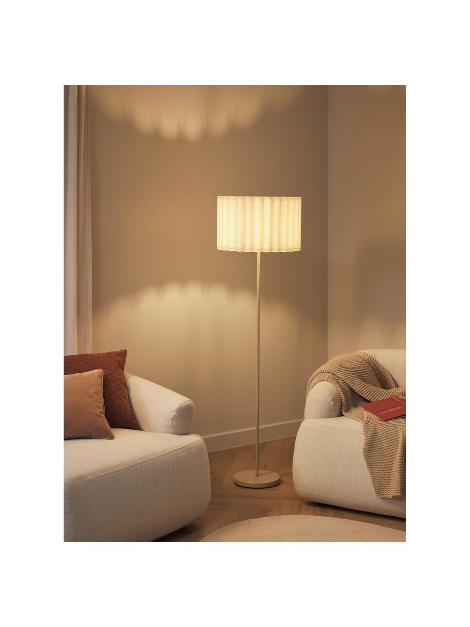 Stojací lampa ze lnu Lucina, Světle béžová, V 152 cm