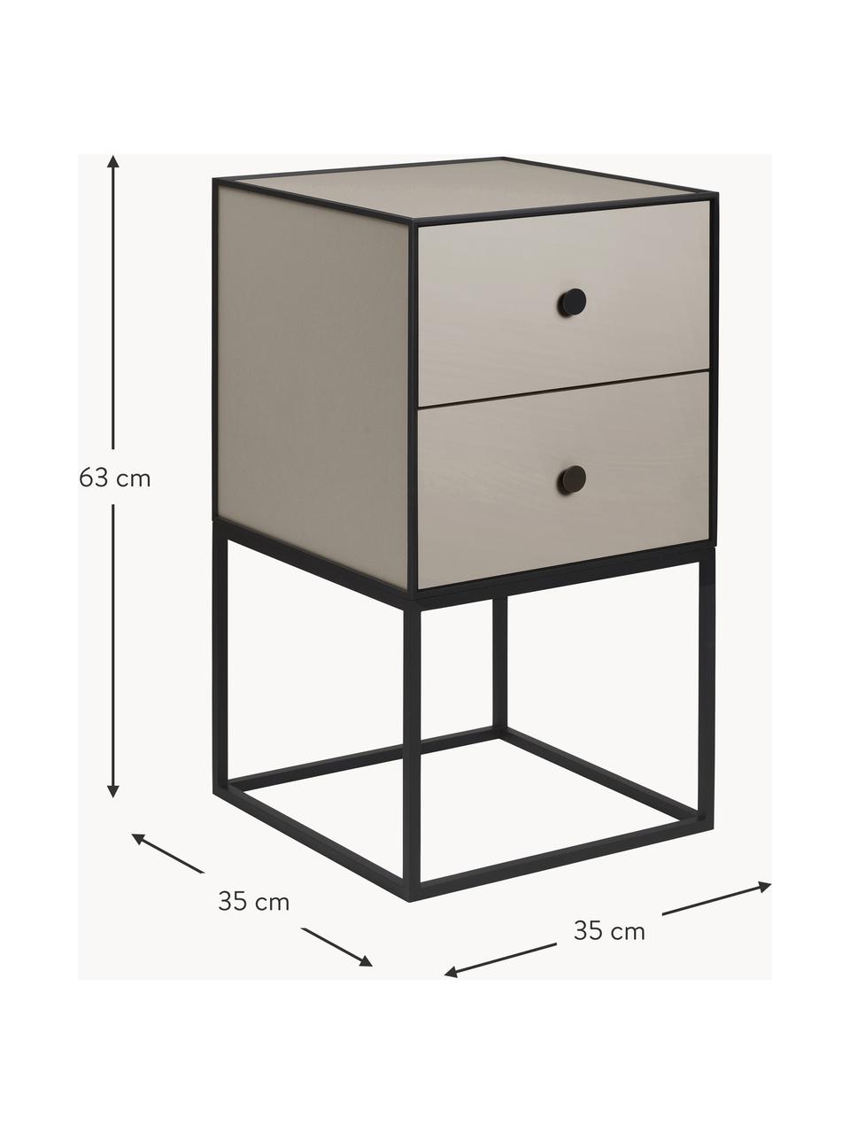 Modul Frame aus Holz und Metall, Greige, Schwarz, B 35 x H 63 cm