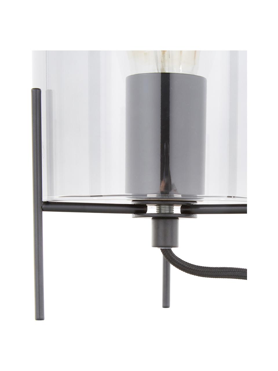 Kleine Tischlampe Laurel aus farbigem Glas, Lampenschirm: Glas, Lampenfuß: Metall, pulverbeschichtet, Transparent, Schwarz, Ø 14 x H 28 cm