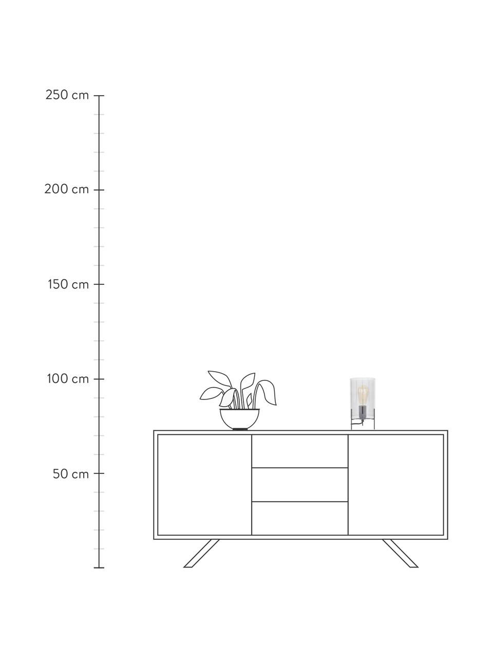 Kleine Tischlampe Laurel aus farbigem Glas, Lampenschirm: Glas, Lampenfuß: Metall, pulverbeschichtet, Transparent, Schwarz, Ø 14 x H 28 cm