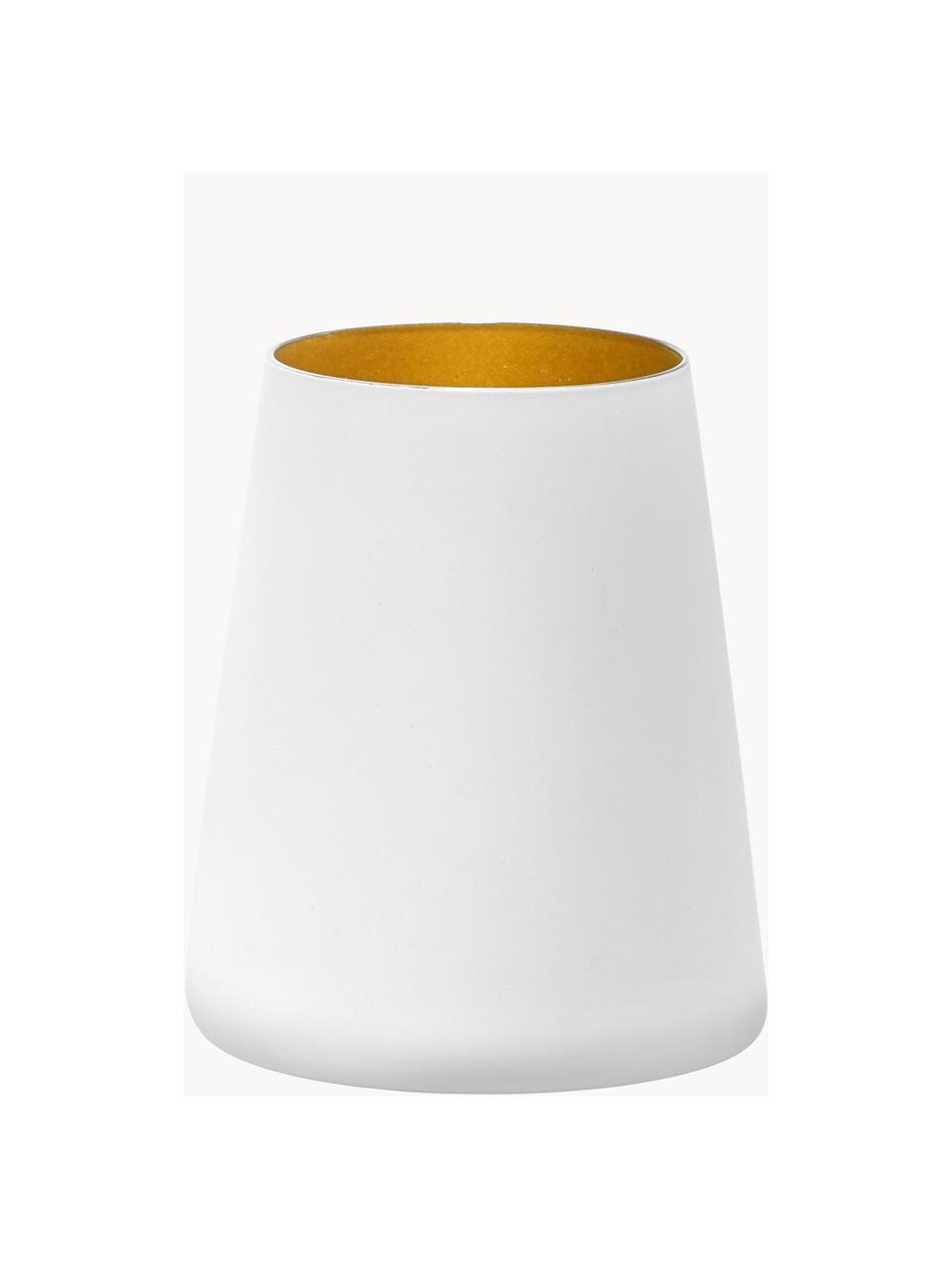 Vasos cóctel de cristal Power, 6 uds., Cristal recubierto, Blanco, dorado, Ø 9 x Al 10 cm, 380 ml