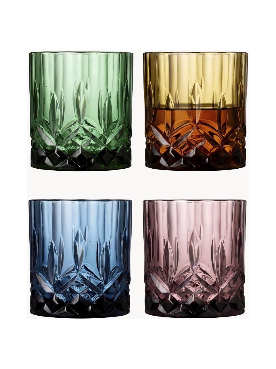 Súprava pohárov na whisky Sorrento, 4 diely, Sklo, Viac farieb, Ø 8 x V 10 cm, 350 ml