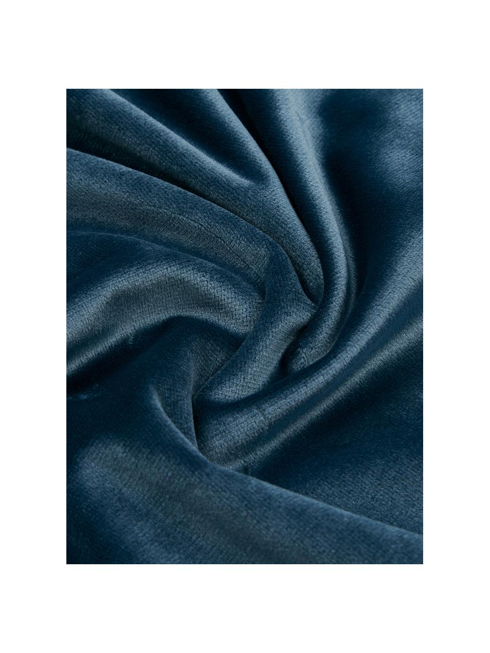 Samt-Wendebettwäsche Tender mit Baumwoll-Rückseite, Vorderseite: Polyestersamt, Rückseite: 100% Baumwolle Bettwäsche, Blau, 135 x 200 cm + 1 Kissen 80 x 80 cm