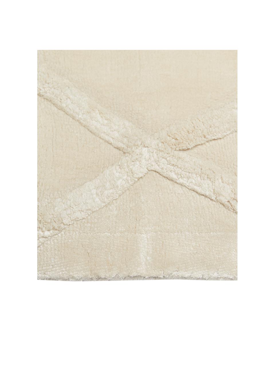 Tapis de couloir blanc crème viscose tufté main Shiny, Crème, larg. 80 x long. 200cm