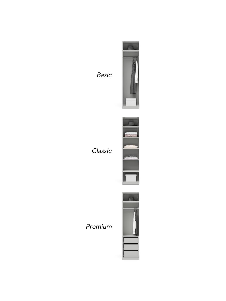 Modulaire draaideurkast Leon in grijs, 50 cm breed, diverse varianten, Frame: met melamine beklede spaa, Grijs, Basis interieur, hoogte 200 cm