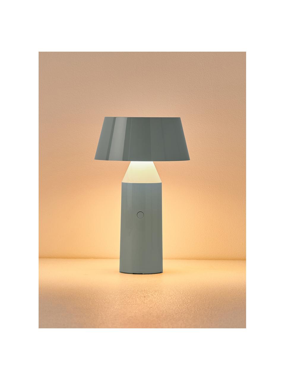 Mobile LED-Tischlampe Bicoca mit verstellbarem Lampenschirm, dimmbar, Hellblau glänzend, Off White, Ø 16 x H 30 cm