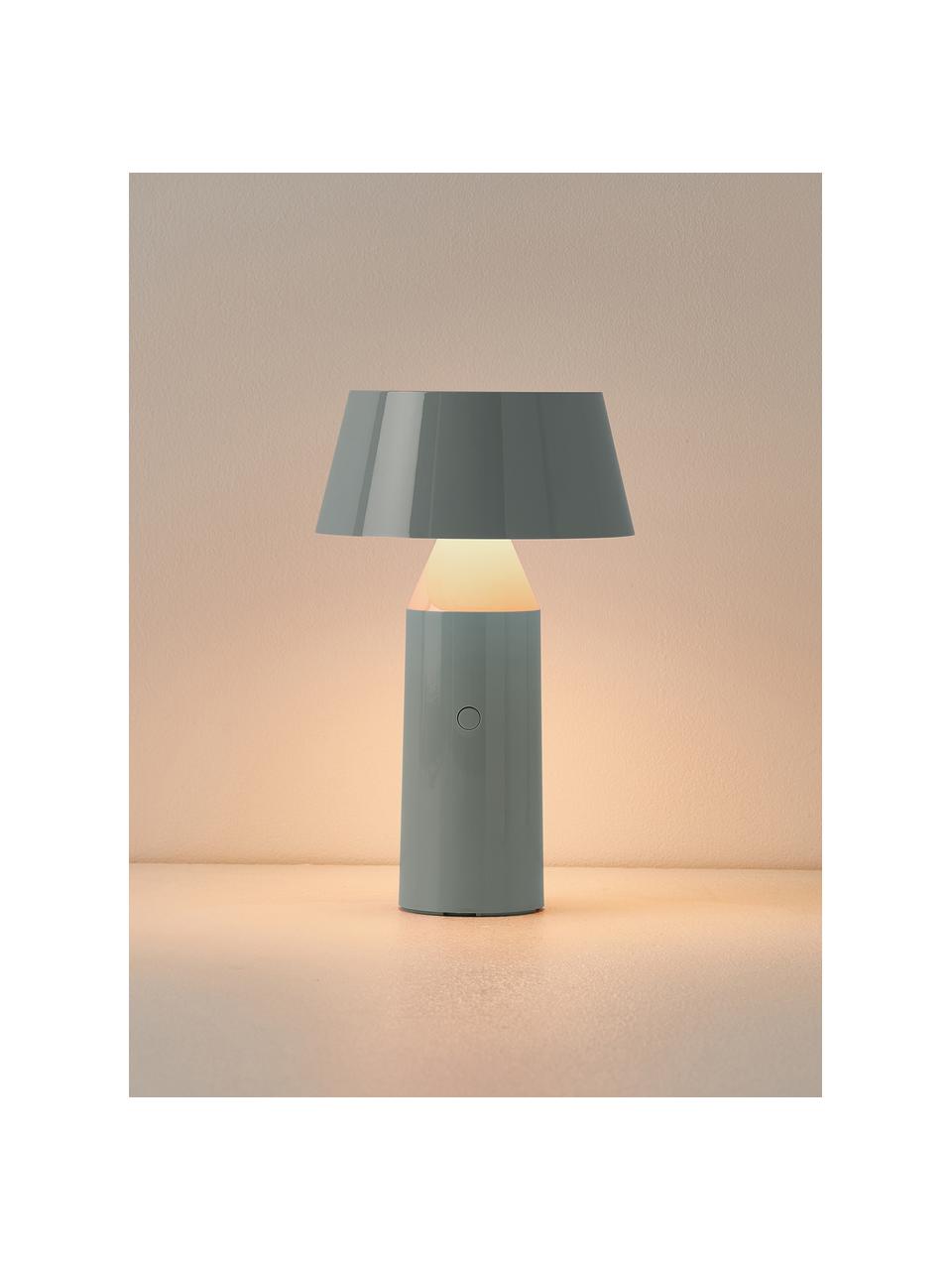 Mobile LED-Tischlampe Bicoca mit verstellbarem Lampenschirm, dimmbar, Hellblau glänzend, Off White, Ø 16 x H 30 cm