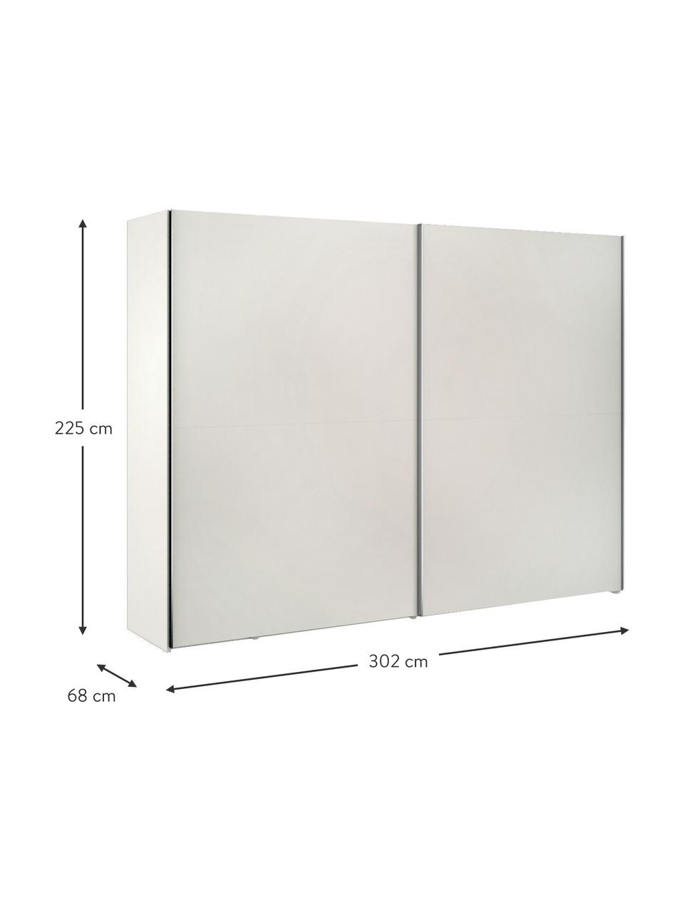 Schuifdeurkast Oliver met 2 deuren, inclusief montageservice, Frame: panelen op houtbasis, gel, Wit, 302 x 225 cm