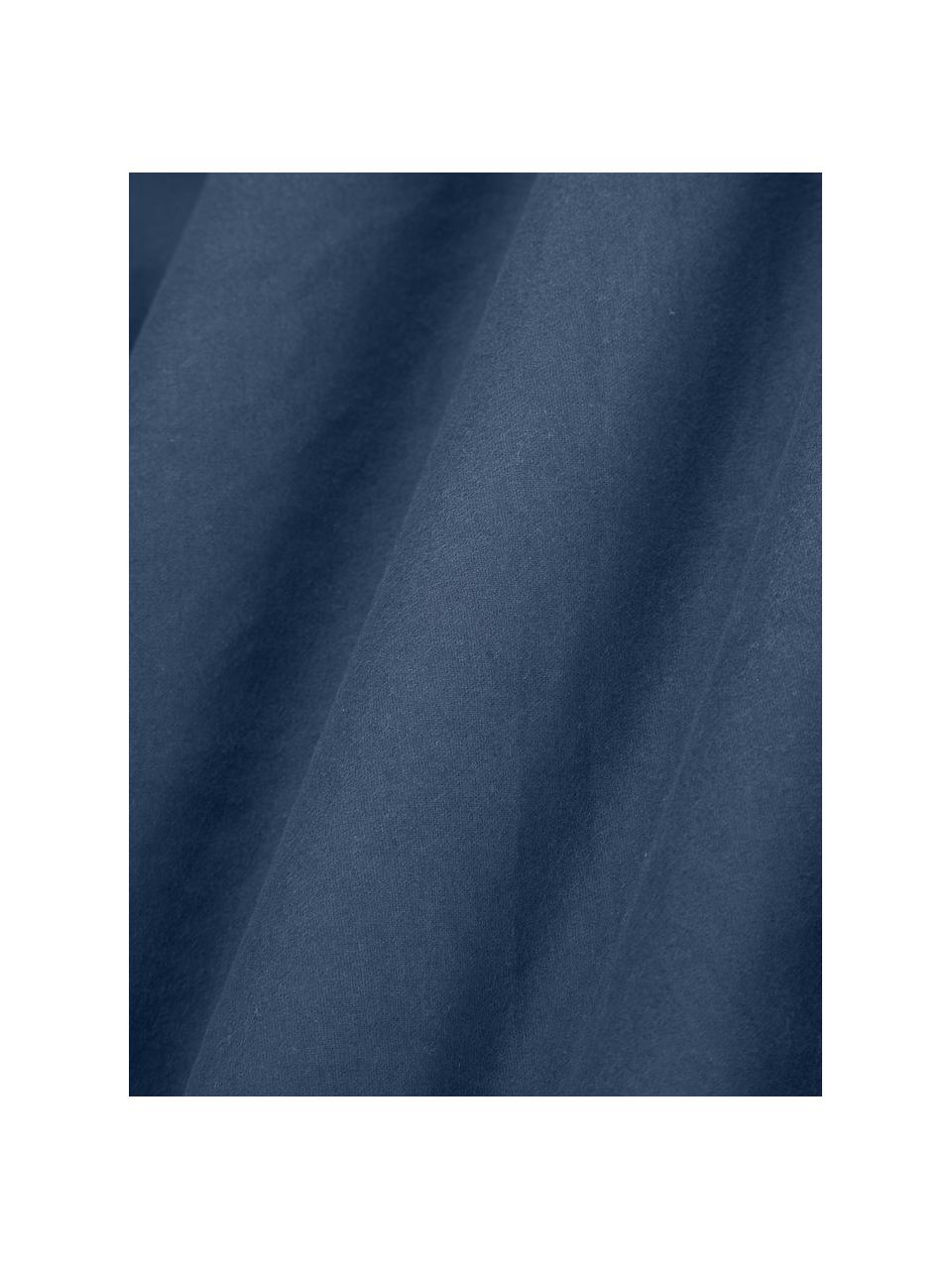 Drap-housse en flanelle pour sommier tapissier Biba, Bleu foncé, larg. 200 x long. 200 cm, haut. 35 cm