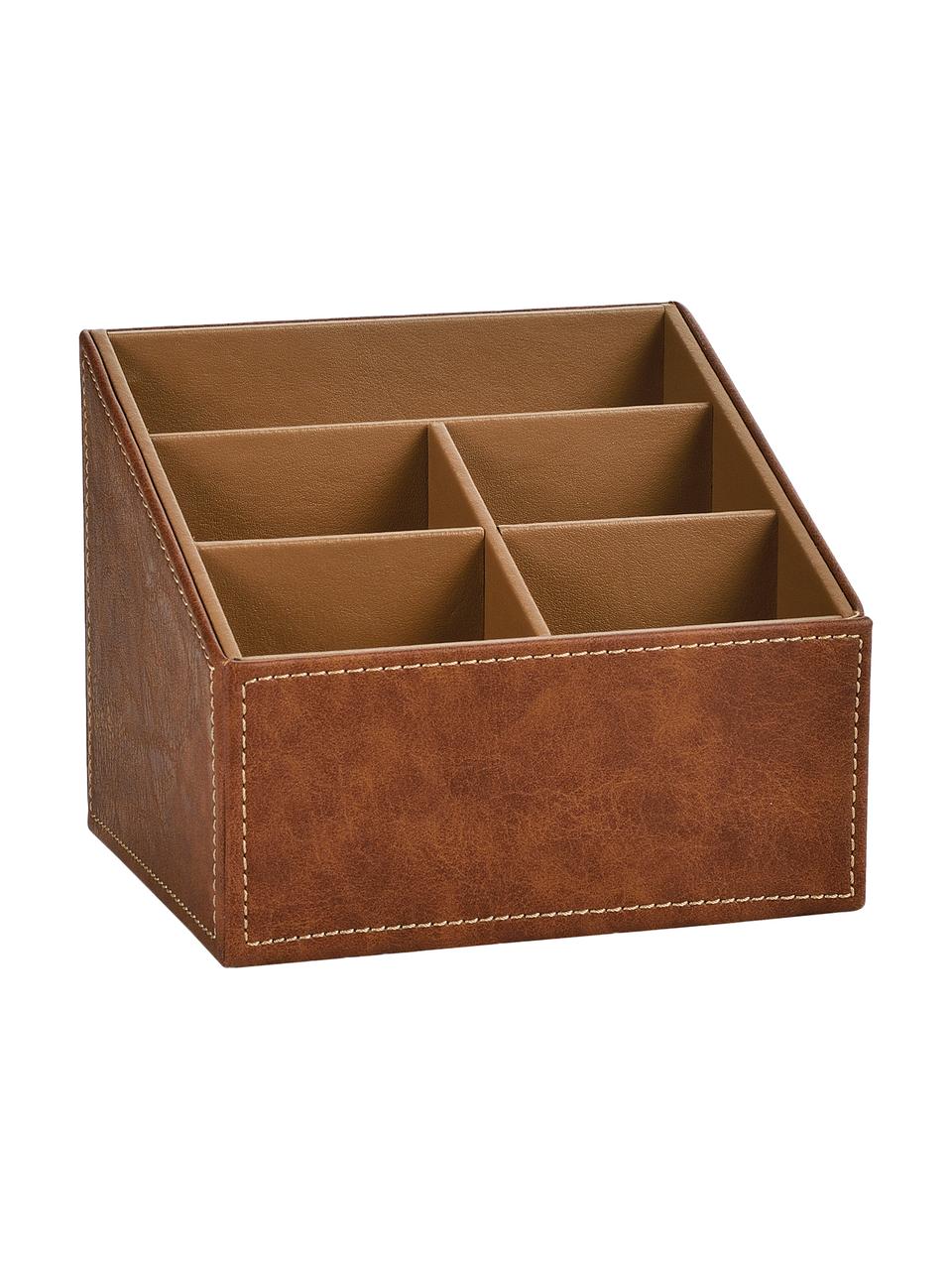 Organizador de escritorio Storage, Tapizado: poliuretano (cuero sintét, Estructura: tablero de fibras de dens, Marrón, An 17 x Al 13 cm