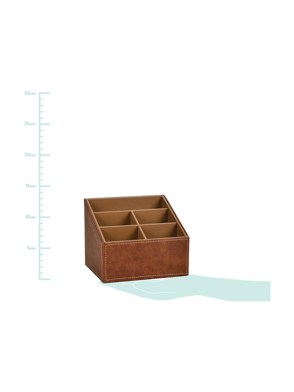 Organizador de escritorio Storage, Tapizado: poliuretano (cuero sintét, Estructura: tablero de fibras de dens, Marrón, An 17 x Al 13 cm