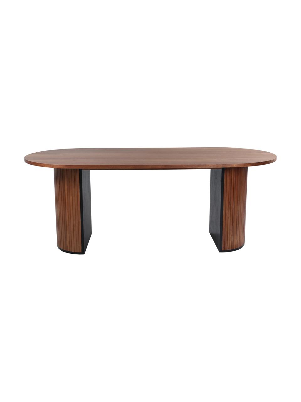 Oválný jídelní stůl Bianca, 200 x 90 cm, Dubové dřevo, tmavě lakované, Š 200 cm, H 90 cm