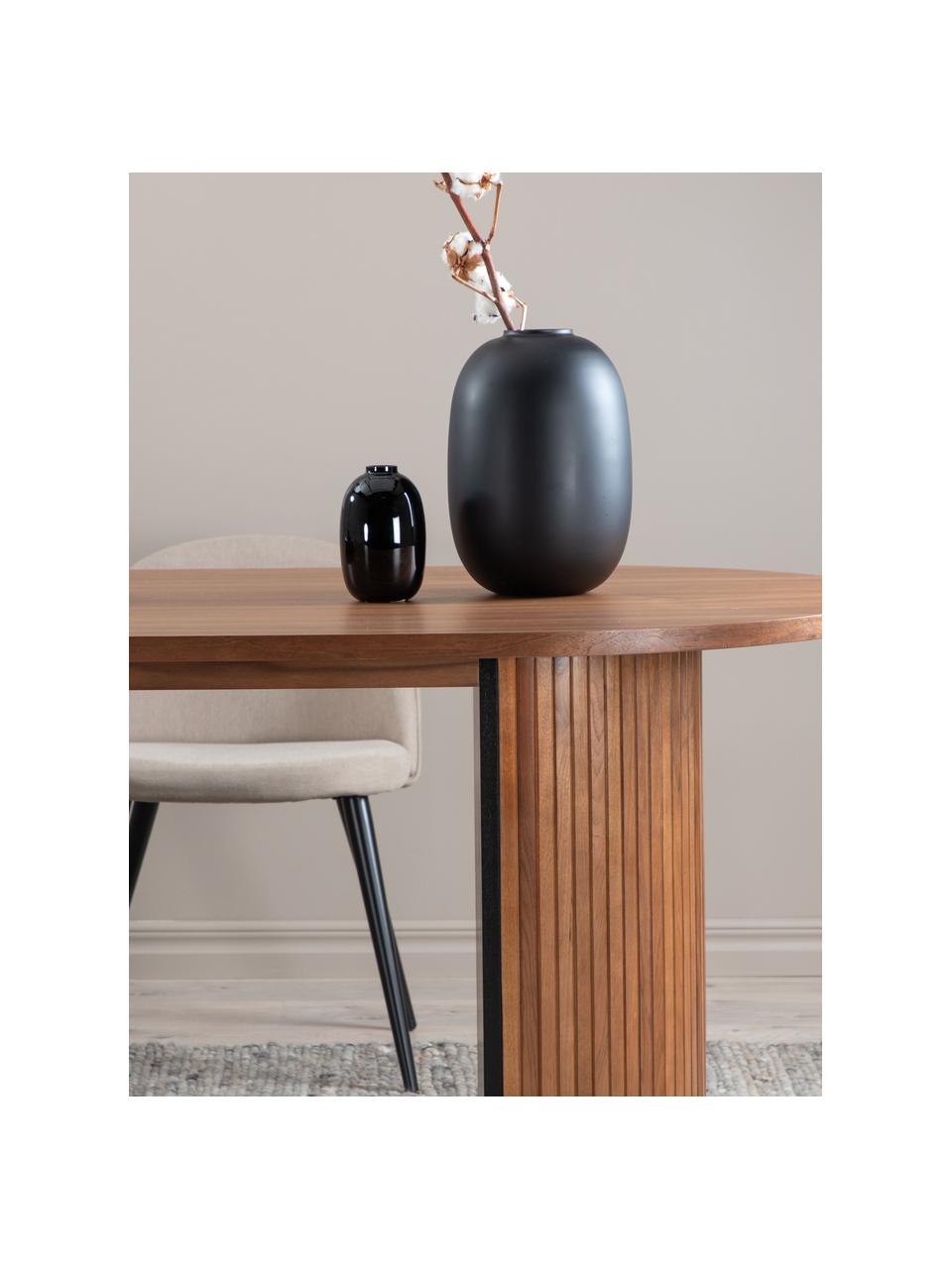 Mesa de comedor ovalada Bianca, 200 x 90 cm, Tablero: fibras de densidad media , Patas: madera de árbol de trompe, Madera de roble barnizado oscuro, An 200 x F 90 cm