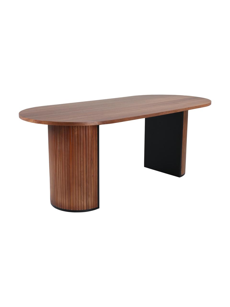 Table à manger ovale Bianca, 200 x 90 cm, Bois de chêne foncé laqué, larg. 200 x prof. 90 cm