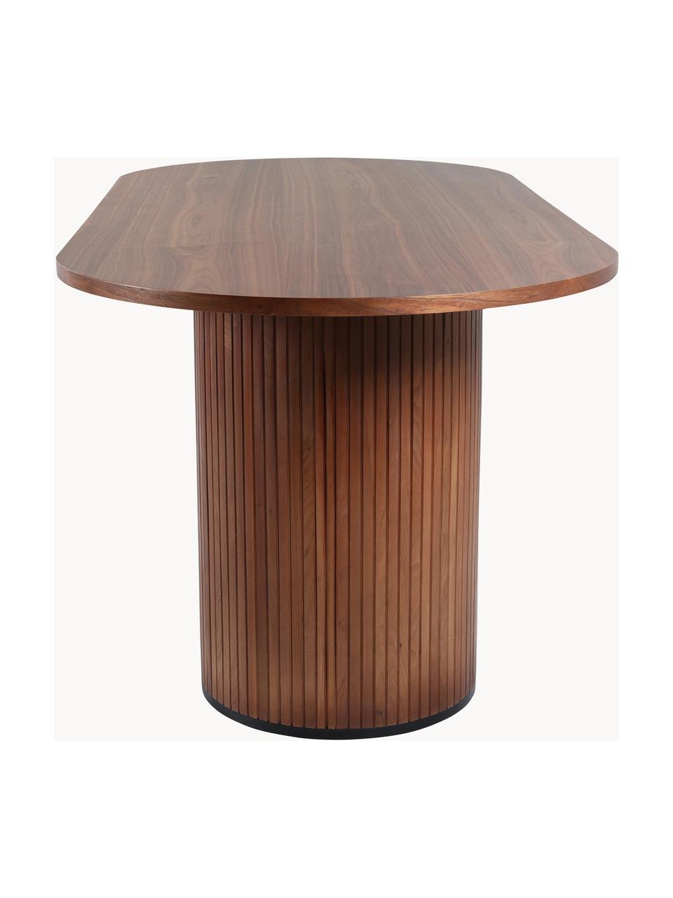 Table ovale en placage de chêne Bianca, 200 x 90 cm, Bois de chêne foncé laqué, larg. 200 x prof. 90 cm