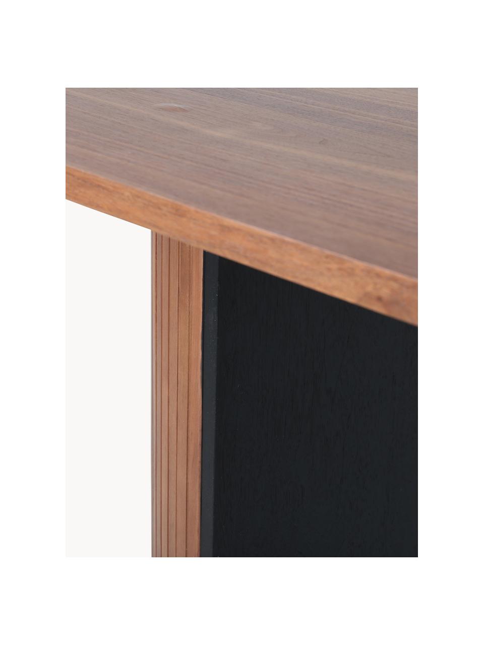 Ovale houten eettafel Bianca, 200 x 90 cm, Tafelblad: MDF met gelakt eikenhoutf, Frame: trompetboomhout, gelakt, Eikenhout, donker gelakt, B 200 x D 90 cm