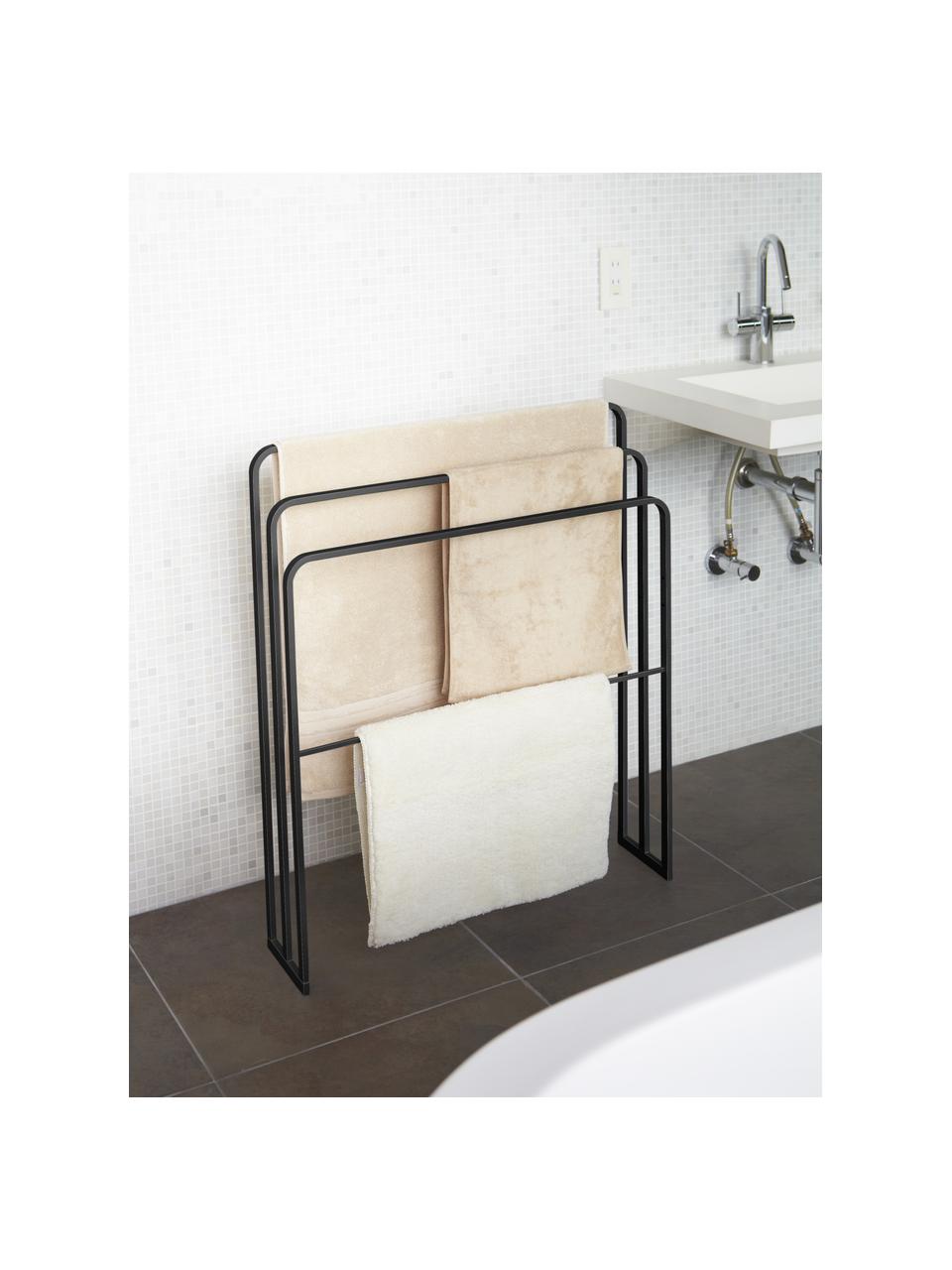 Porte-serviettes Tower, Acier, revêtement par poudre, Noir, larg. 70 x prof. 81 cm