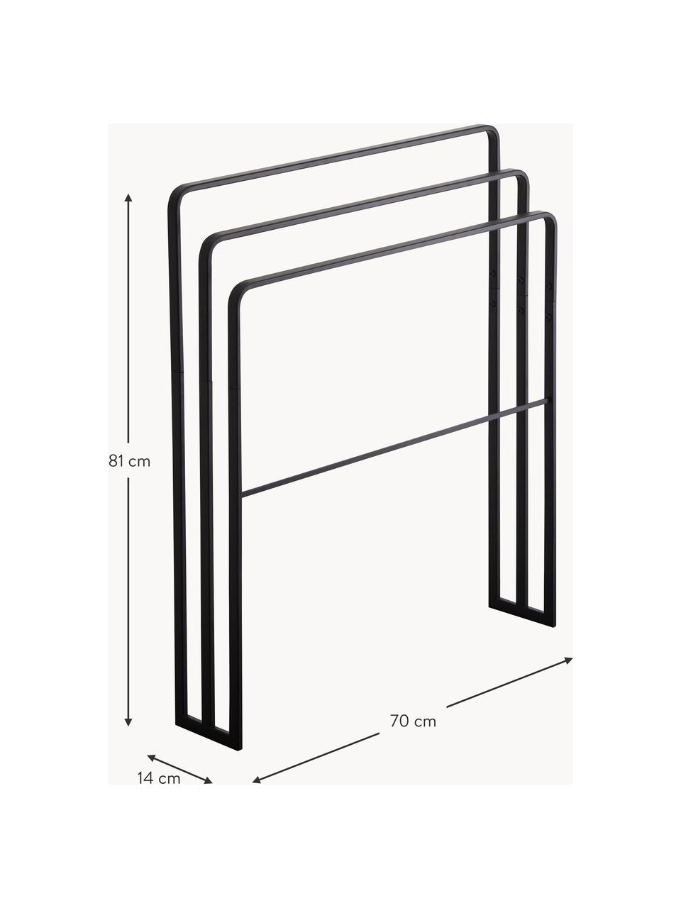 Porta asciugamani Tower, Acciaio verniciato a polvere, Nero, Larg. 70 x Alt. 81 cm