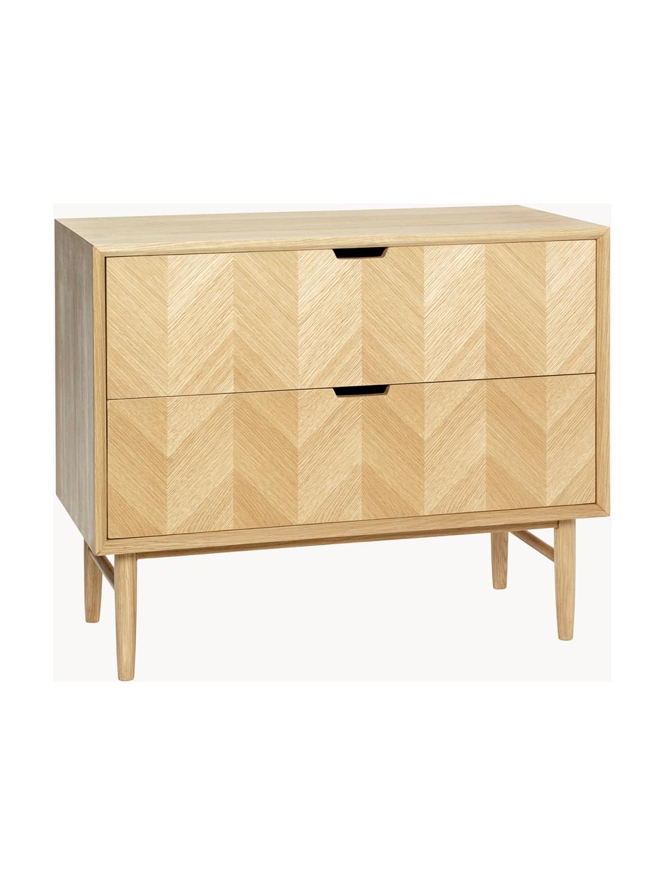 Commode en chêne avec motif à chevrons Herringbone, Bois de chêne, larg. 80 x haut. 65 cm