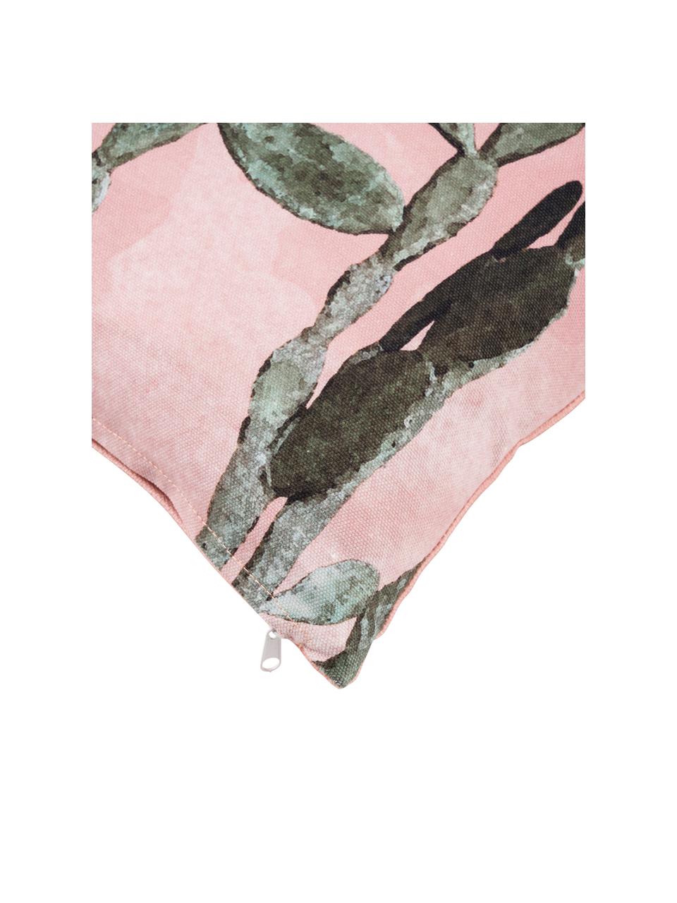 Kussenhoes Montezuma met cactusprint, 100% katoen, Roze, groen, 50 x 50 cm