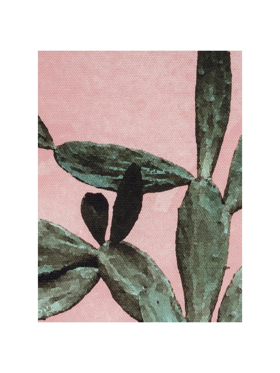 Federa arredo con stampa cactus Montezuma, 100% cotone, Rosa, verde, Larg. 50 x Lung. 50 cm