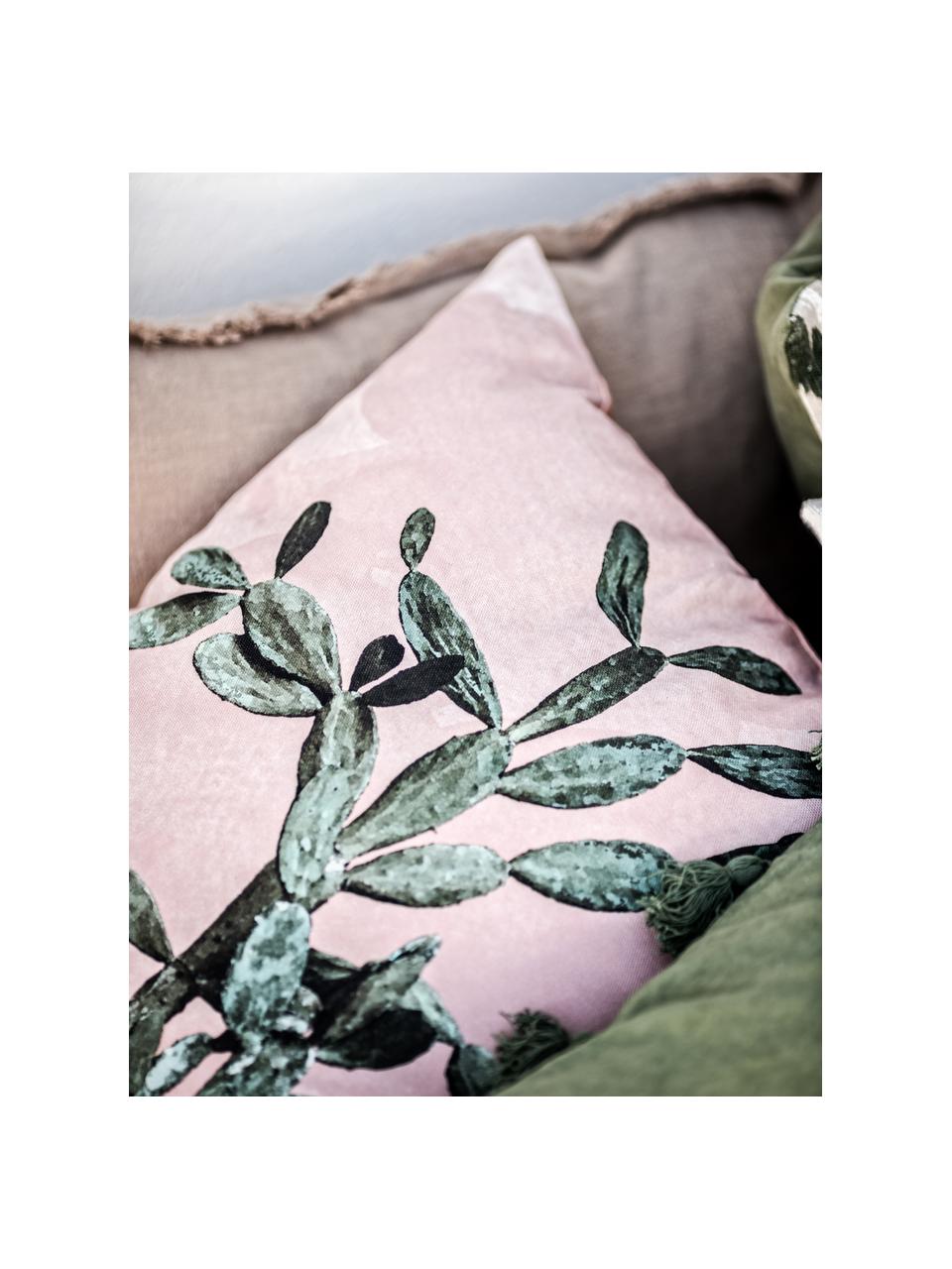 Povlak na polštář s motivem kaktusu Montezuma, Růžová, zelená