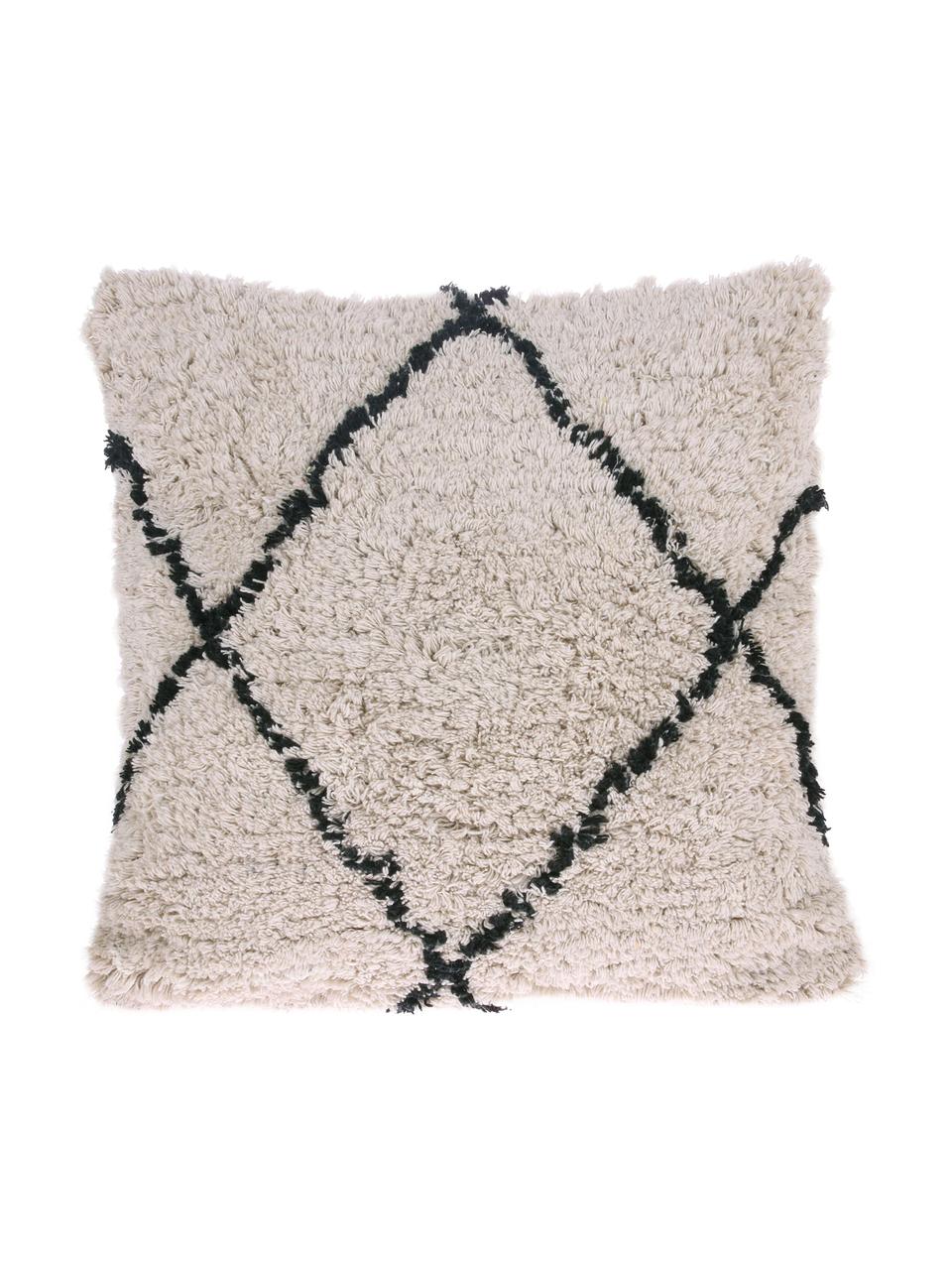 Kissen Diamond mit getufteter Oberfläche, mit Inlett, 100% Baumwolle, Gebrochenes Weiss, Schwarz, 50 x 50 cm