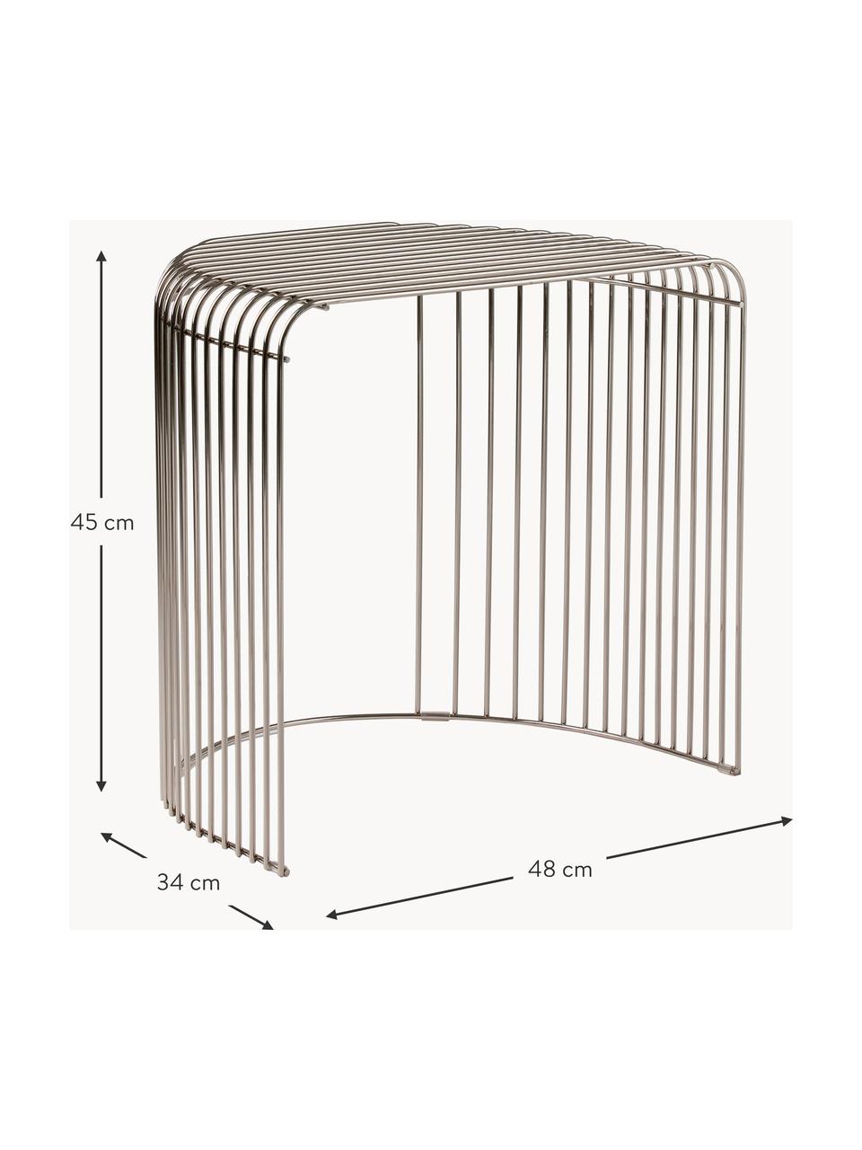 Ovaler Metall-Beistelltisch Curva, Stahl, beschichtet, Silberfarben, glänzend, B 48 x H 45 cm