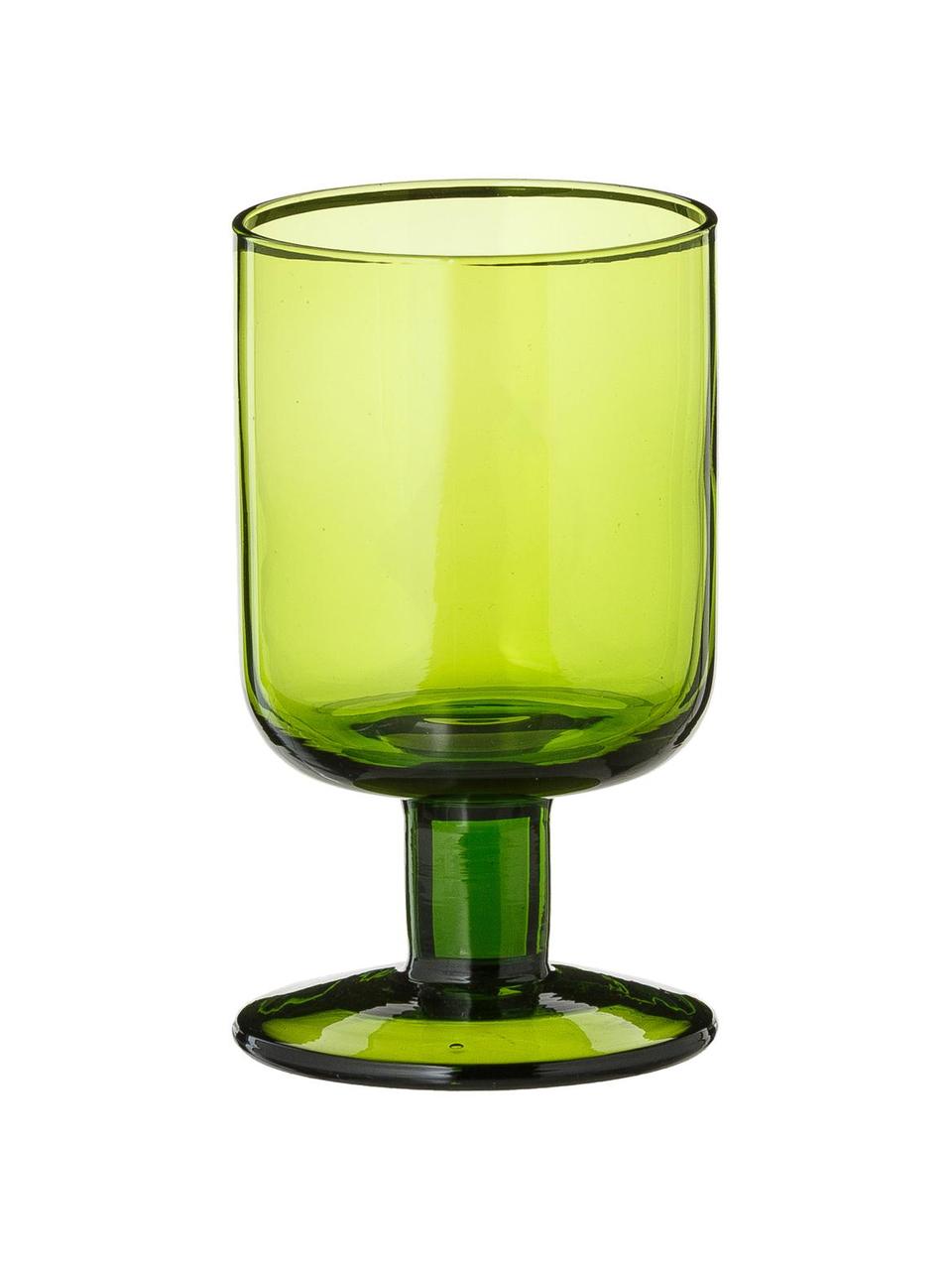 Ručně foukané sklenice na víno Bloom, 6 ks, Foukané sklo, Zelená, Ø 7 x V 12 cm, 220 ml