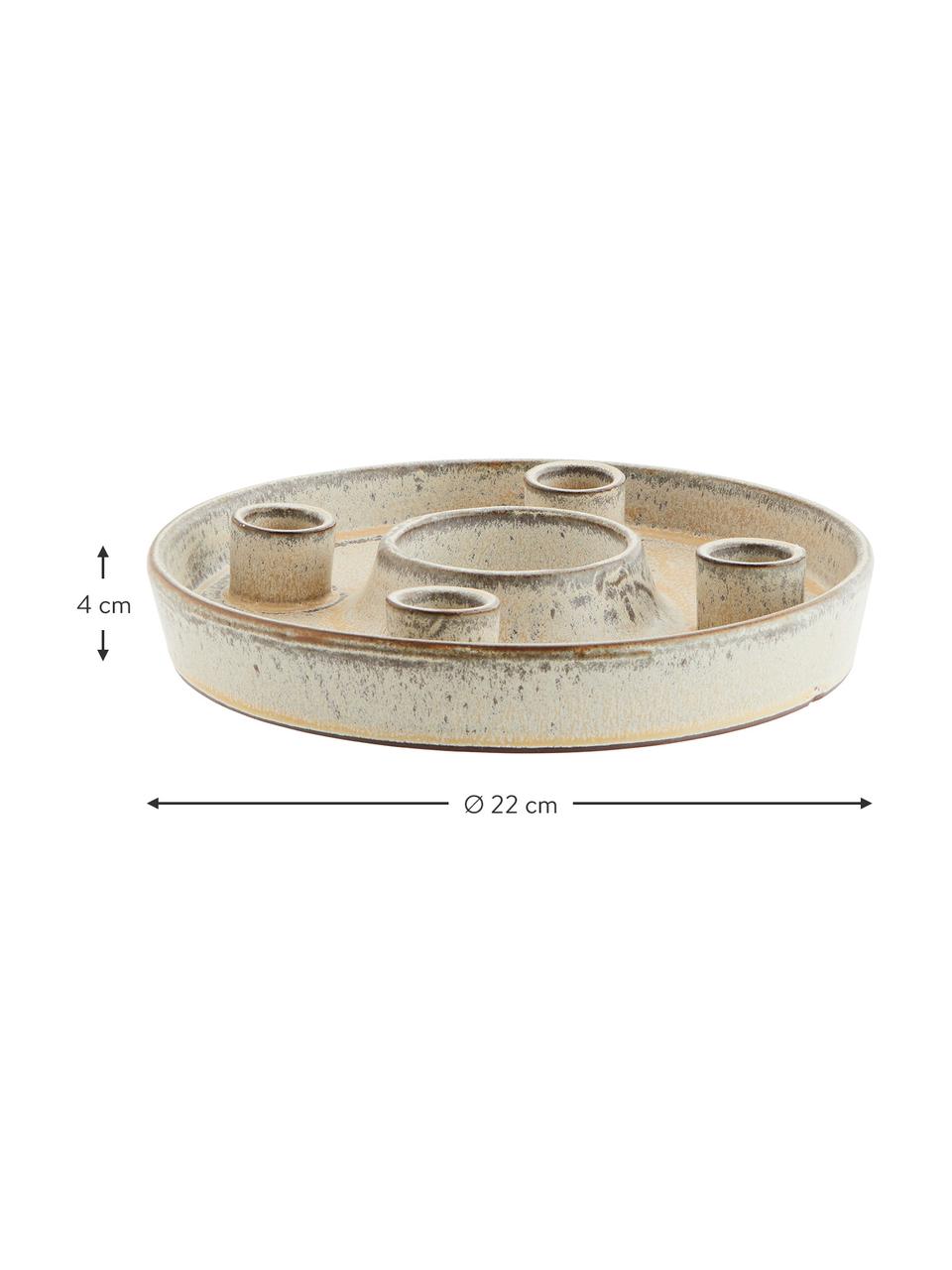 Świecznik z kamionki Plate, Kamionka, Odcienie beżowego, odcienie brązowego, Ø 22 x W 4 cm