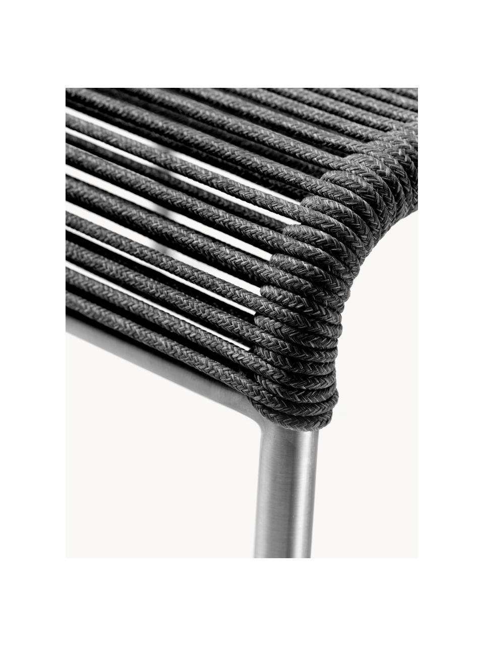 Fusshocker Teglgård, Sitzfläche: Schnur, Gestell: Metall, beschichtet, Schwarz, Silberfarben, B 50 x H 36 cm