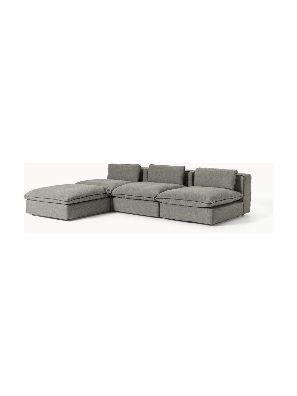 Canapé d'angle modulable XL avec pouf Felix, Tissu anthracite, larg. 300 x prof. 250 cm