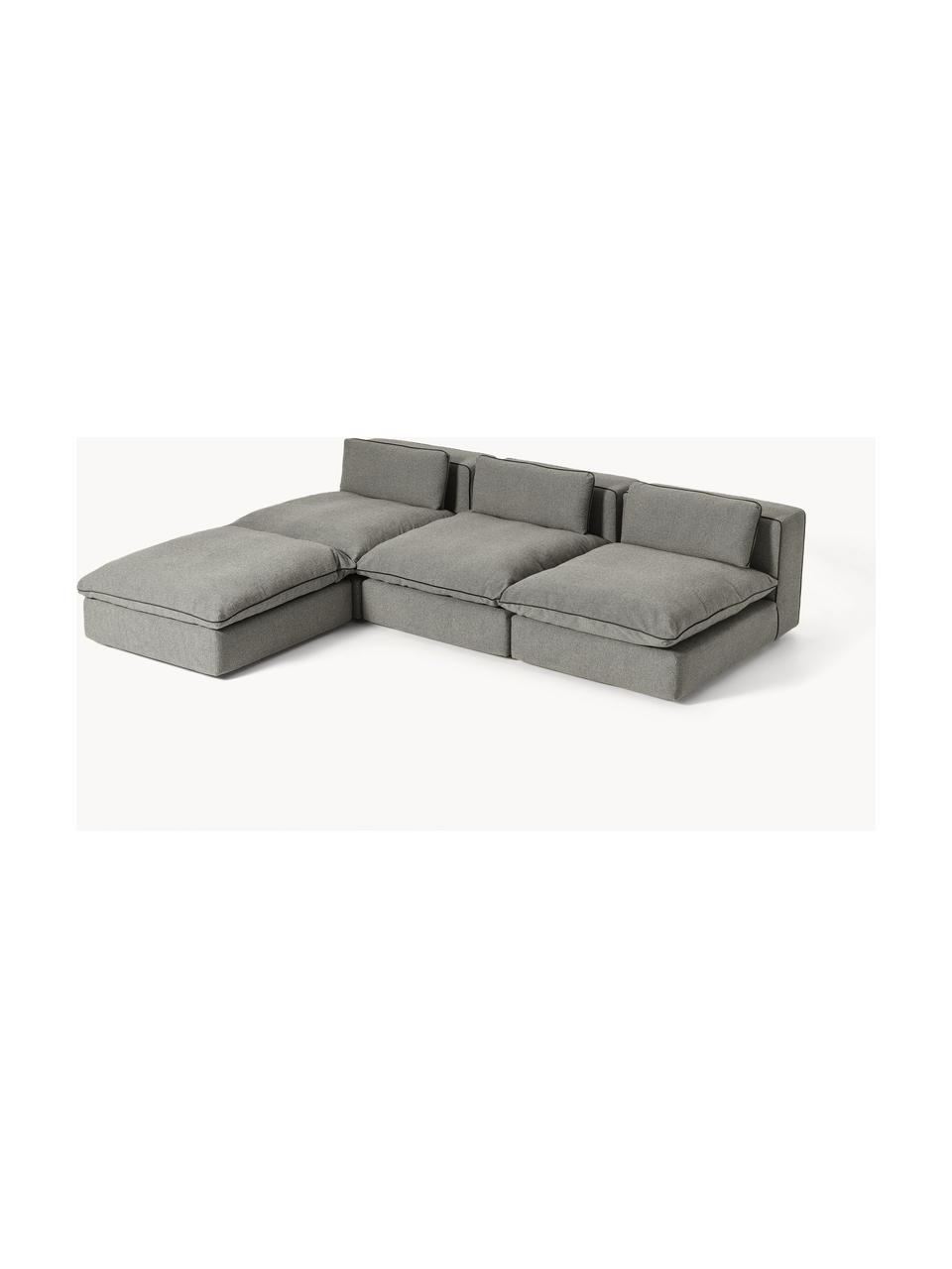 Canapé d'angle modulable XL avec pouf Felix, Tissu anthracite, larg. 300 x prof. 250 cm