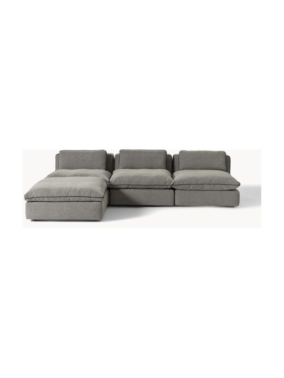 Modulares XL-Ecksofa Felix mit Hocker, Bezug: 100 % Polyester Der strap, Gestell: Massives Kiefern- und Fic, Webstoff Dunkelgrau, B 300 x T 250 cm