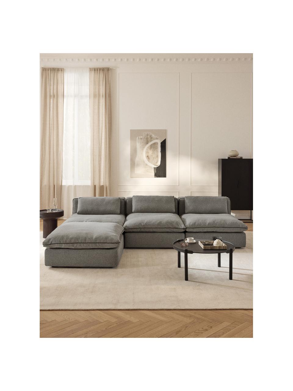 Canapé d'angle modulable XL avec pouf Felix, Tissu anthracite, larg. 300 x prof. 250 cm