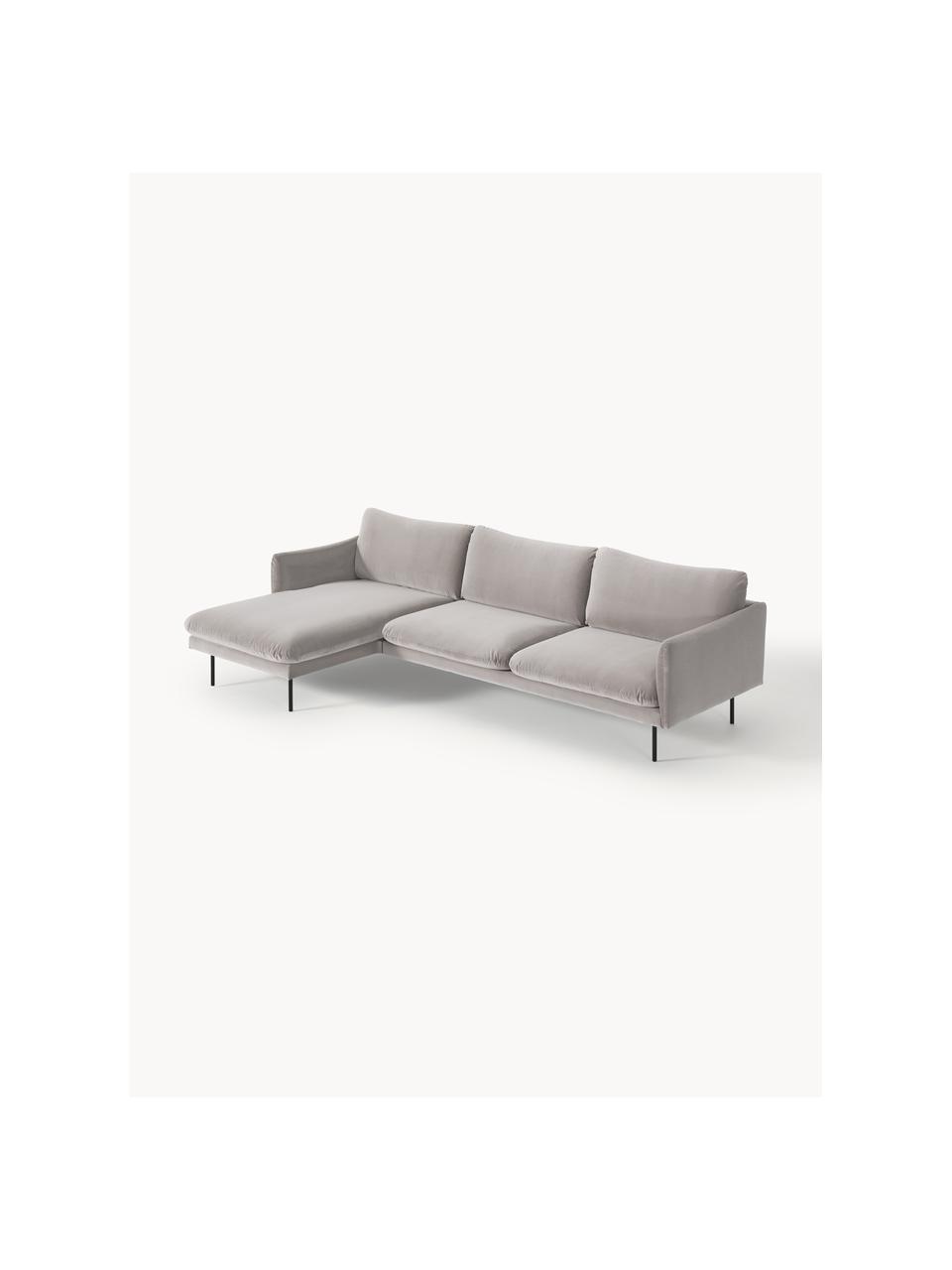 Samt-Ecksofa Moby, Bezug: Samt (Hochwertiger Polyes, Gestell: Massives Kiefernholz, Samt Greige, B 280 x T 160 cm, Eckteil links