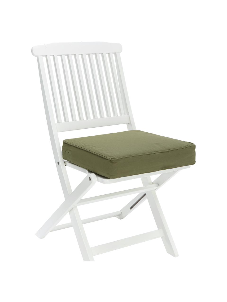 Hohes Sitzkissen Zoey, 2 Stück, Bezug: 100% Baumwolle, Olivgrün, B 40 x L 40 cm