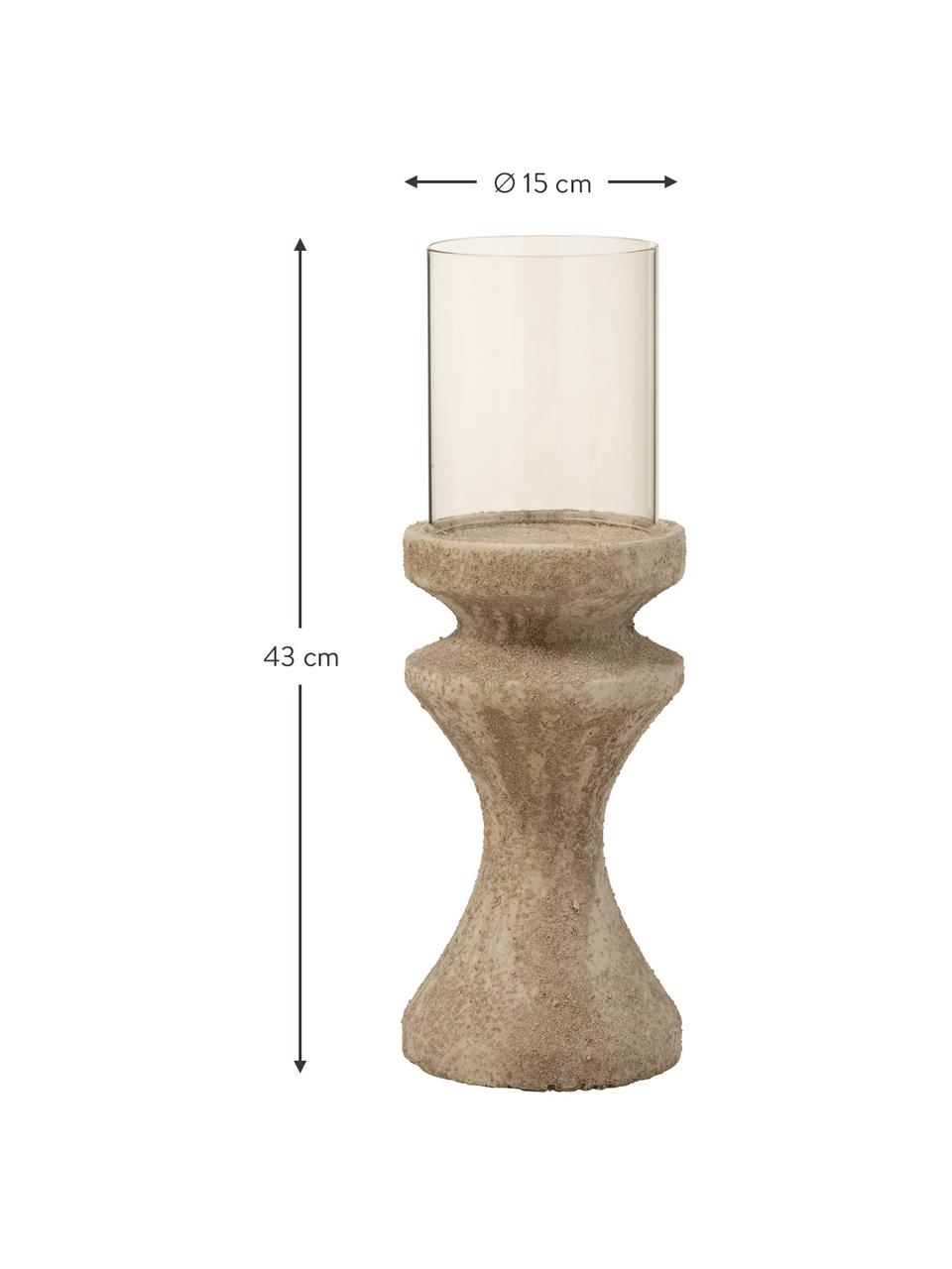 Bougeoir beige Rustique, Crème, Ø 15 x haut. 43 cm